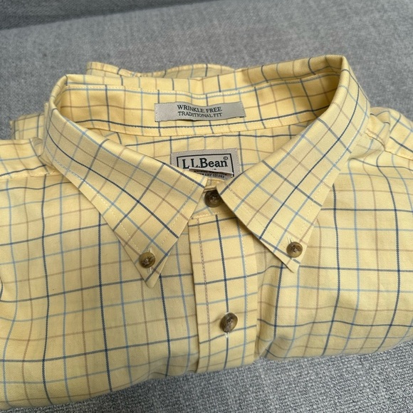 L.L. Bean | Men's yellow & blue plaid button down shirt size XL - Picture 6 of 6